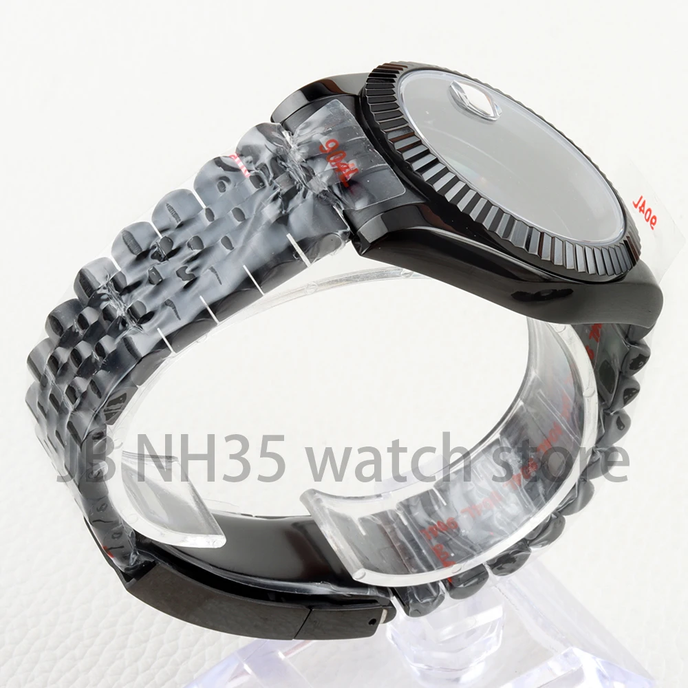 36/39 مللي متر ساعة سوداء حافظة 20 مللي متر حزام 316L الفولاذ المقاوم للصدأ المحار/اليوبيل سوار ل Datejust NH35 NH36 حركة 28.5 مللي متر الطلب