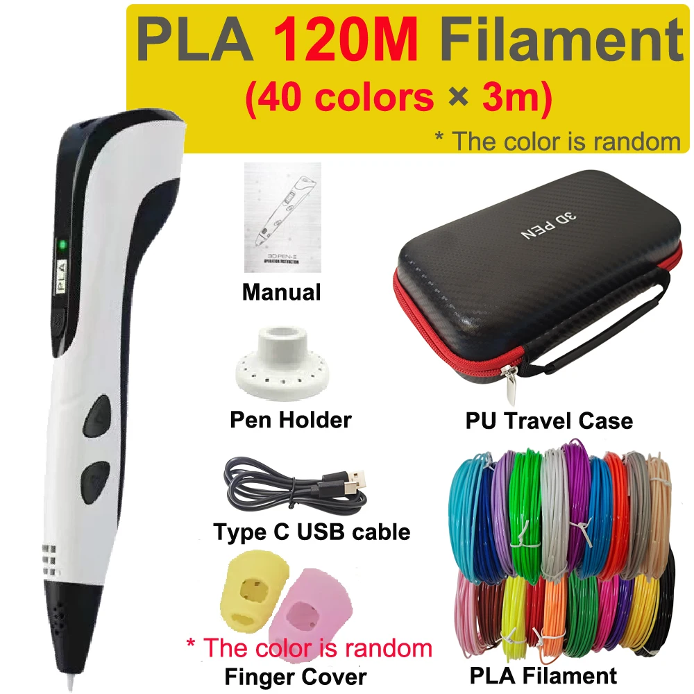 3D-Stift 3D-Druckstift für Kinder 40 Farben 1,75mm PLA-Filament DIY-Zeichenstift für Kinder Jungen Mädchen Geburtstagsgeschenke mit Reiseetui