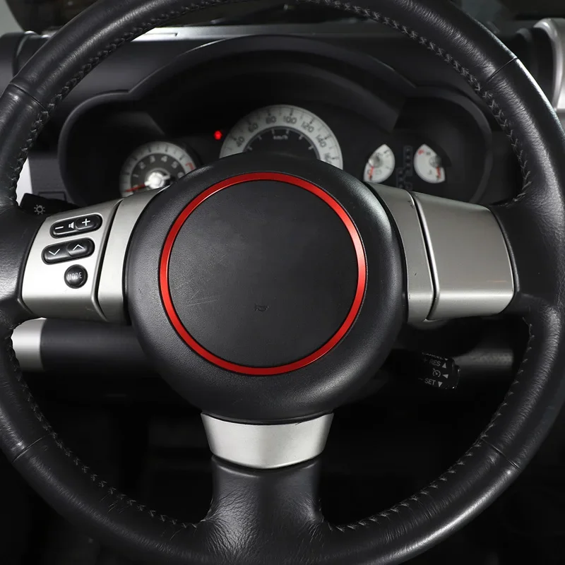 Para 2007-2021Toyota FJ Cruiser aleación de aluminio rojo/plata estilo de coche volante anillo central pegatina accesorios de Interior de coche