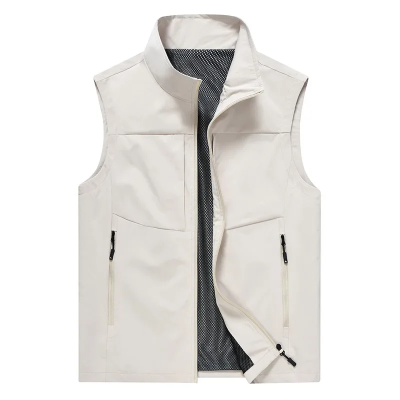 

Men's Casual Stand Collar Vest Outdoor Windbreaker Vest Jacket For Golf Safari Travel Fishing Hiking Vest