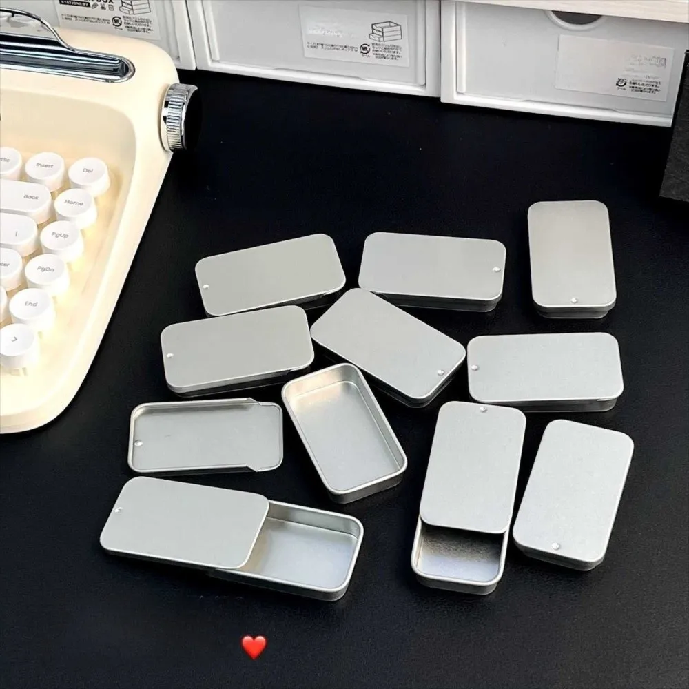 Multi Size Sliding Lid Tin Box Metal Rectangular Small Size Push-Pull Tin Box Slide Top Tinplate Material Mini Iron Box