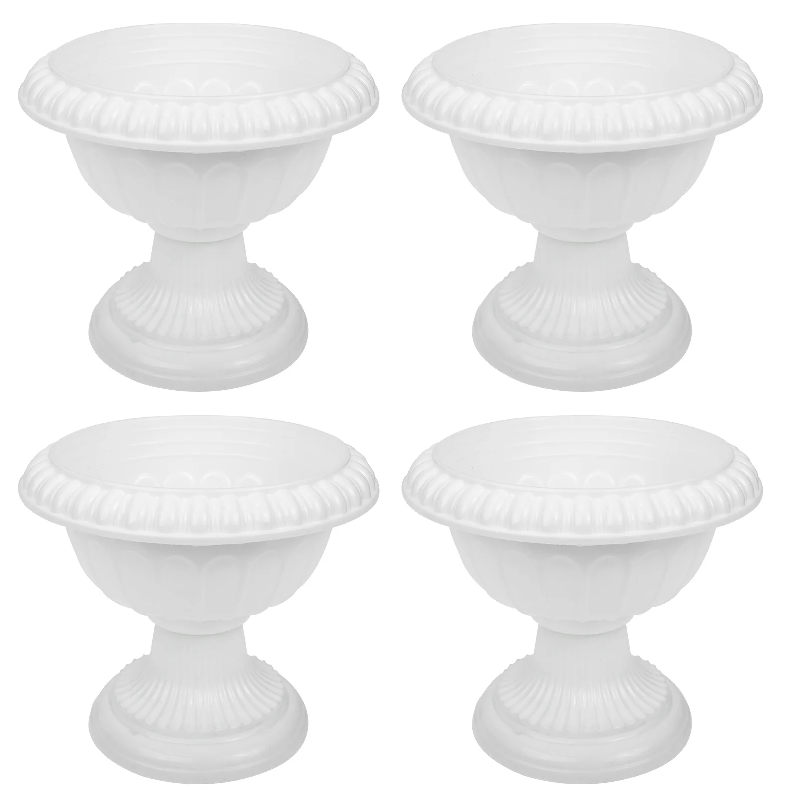 

4pcs Garden Pots Wedding Roman Urn Flowerpot Plastic Wedding Road Flower Containers Pedestal Style Planter Pots Standing