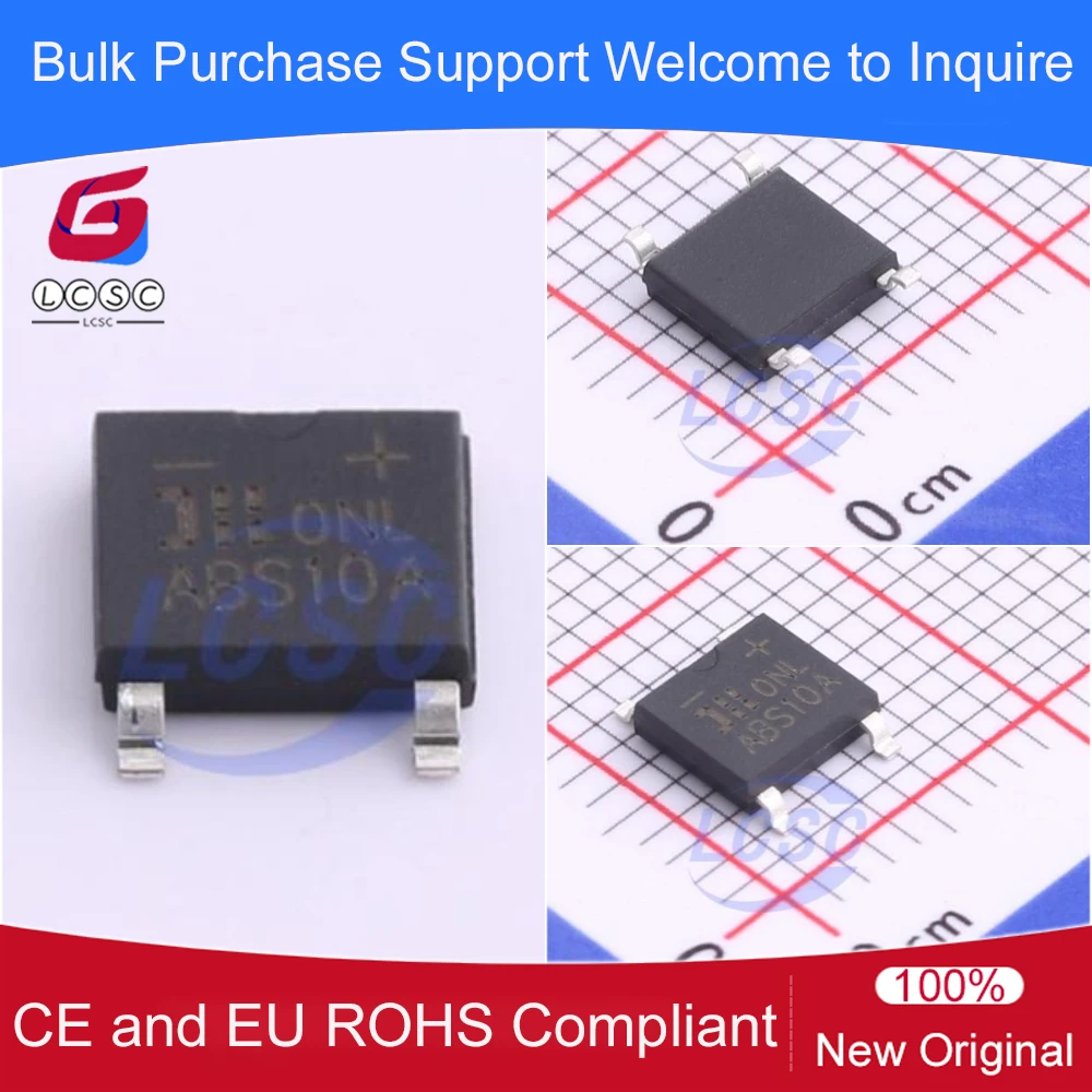 20Pcs/Original ABS10A 1KV 1A Surface Mount Glass Passivated Bridge Rectifier SMD-4Pin ABS10A-13