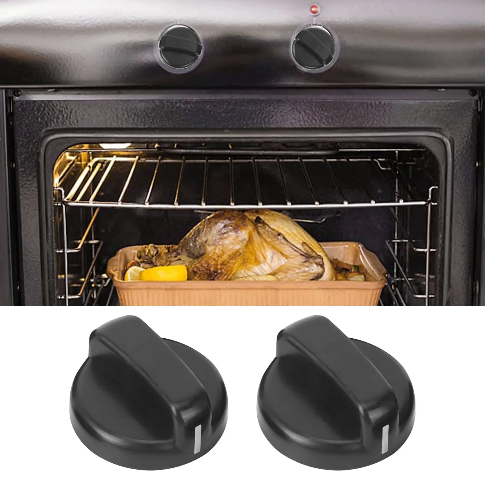 N87R 6 uds perillas de Control de cocina de Gas de plástico negro para cocina