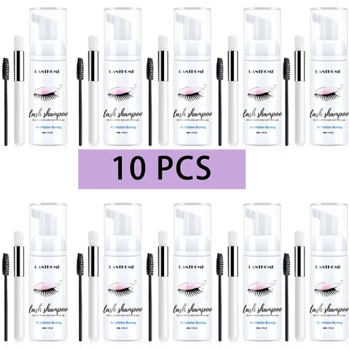 Lanthome-Kit de espuma para extensión de pestañas, champú, suministro de 50ML, limpiador para herramientas desmaquillantes, pegamento para pestañas con cepillo para mujer
