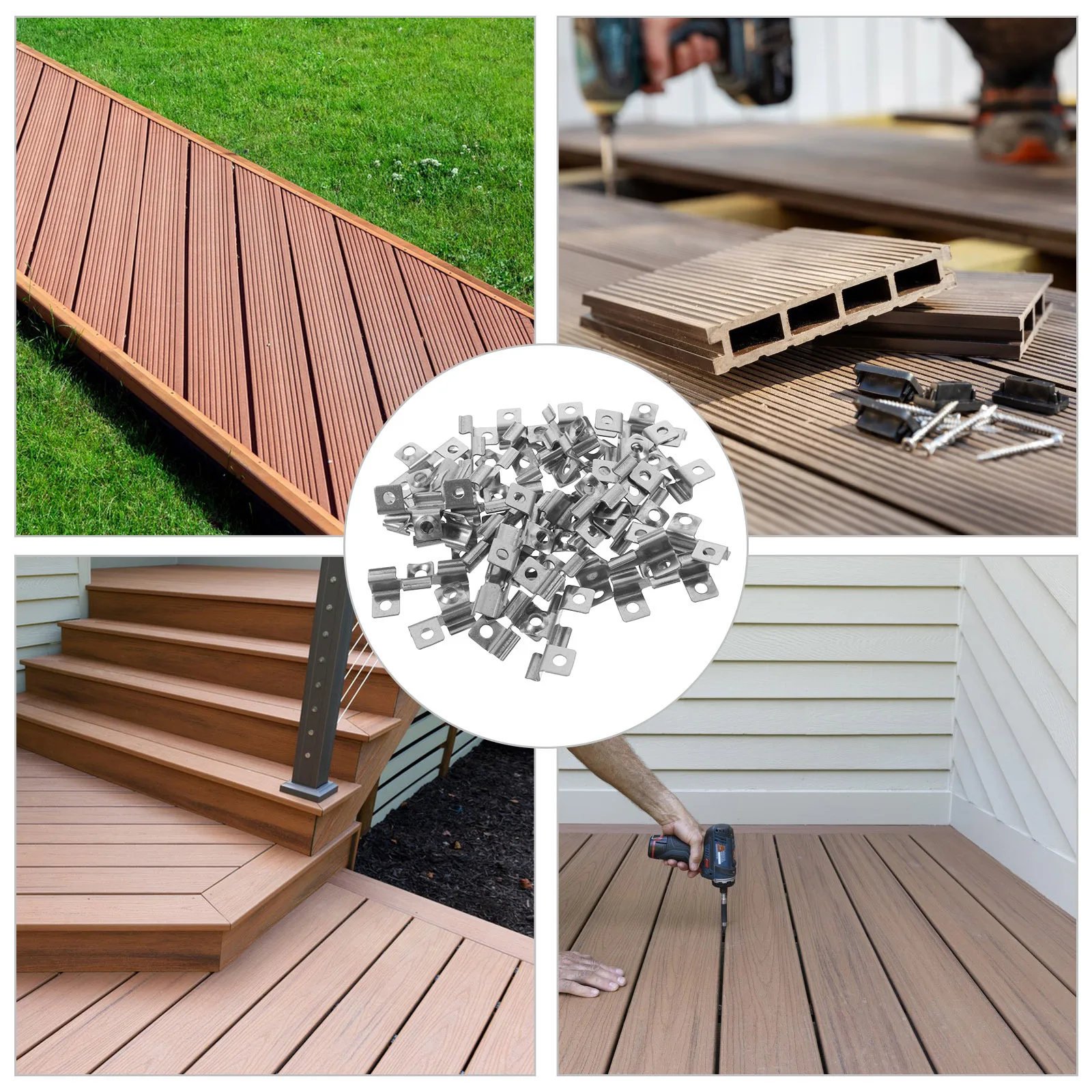 

100Pcs Deck Fasteners for Composite Decking Boards Stainless Steel Hidden Spacers Clip Connectors Secure Joining Solution