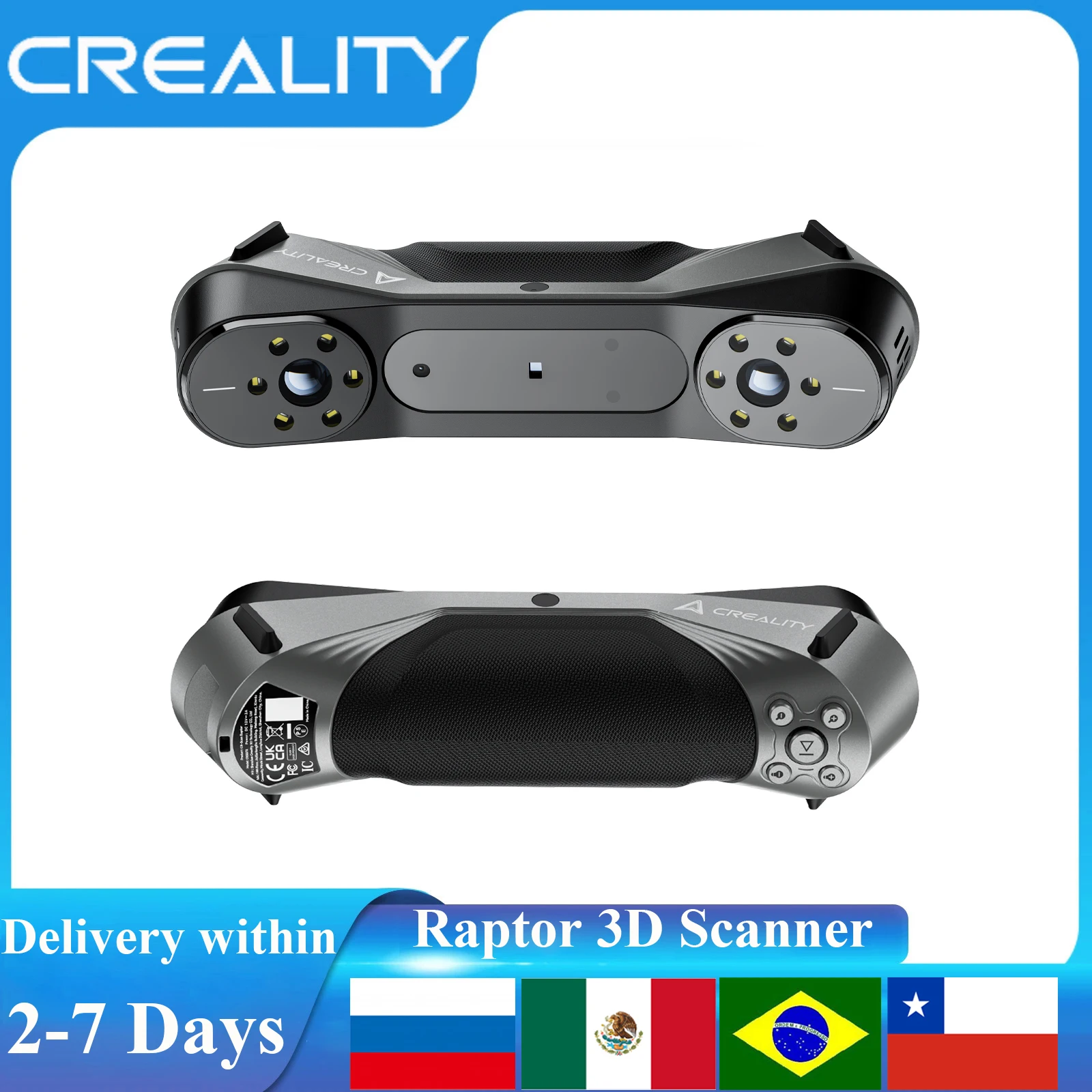 Creality 3D 스캐너 랩터 CR 스캔, 0.02mm 정확도, 60fps 스캐닝 속도, 휴대용 스캔, 블루 레이저, NIR 광 스캐너