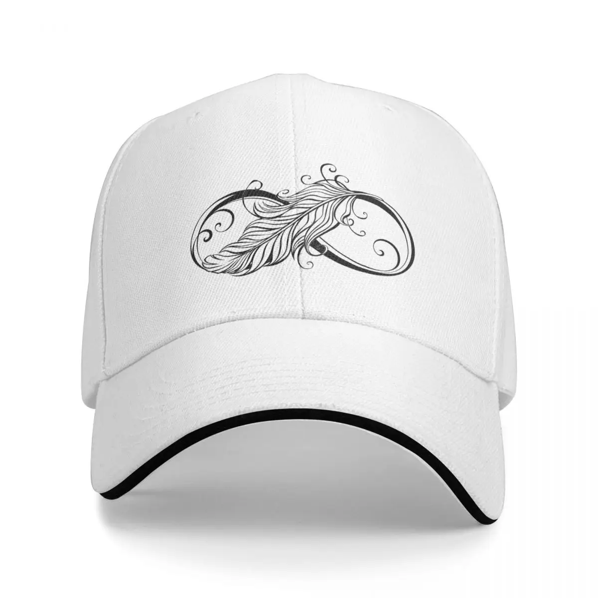 Infinity Symbol with Feather Baseball Cap funny hat Dropshipping hiking hat New In The Hat Golf Women Men's