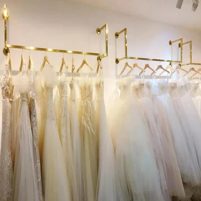 Wedding dress display rack clothing store wall display rack stainless steel women's clothing store ceiling hanging hanger