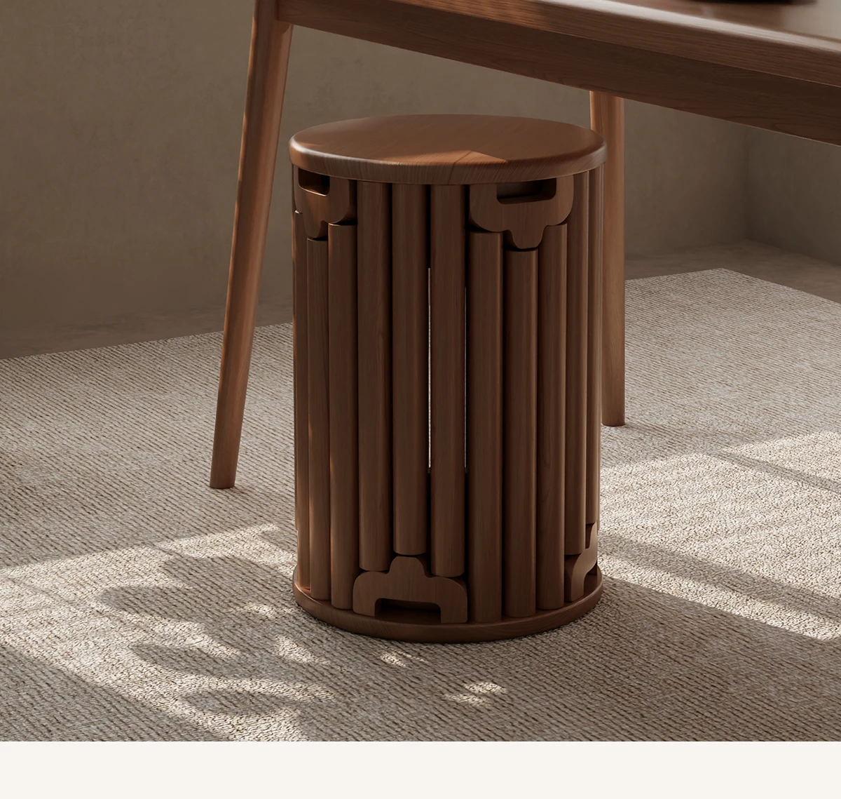 

The stool can be stacked with six-in-one solid wood stacking music, round stool household spare dining table stacked