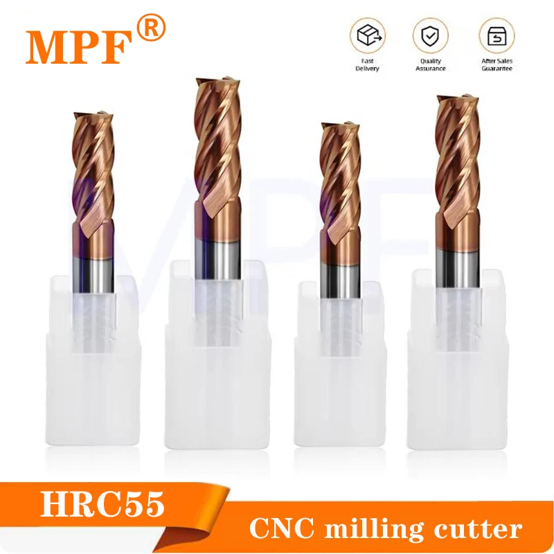 Cnc HRC55 4-Flutes Alloy Coating Black Steel Carbide Milling Cutter CNC Machine Machining Flat Endmill Tools 1.0-20.0mm tools
