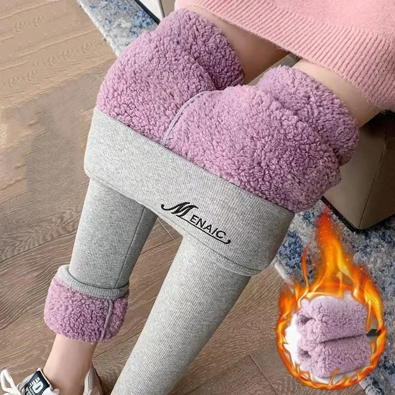 Leggings caldi da donna Leggings elastici alti invernali penetrazione esterna vita alta Skinny peluche e addensare pantaloni di cotone caldo