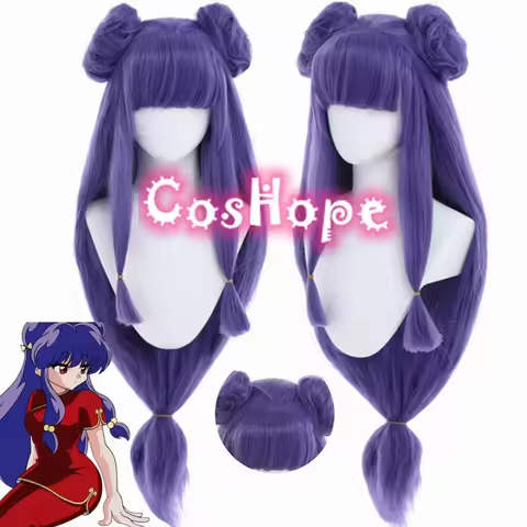 Ranma ½ Shampoo Cosplay Wig Ranma Nibun-no-Ichi Cosplay Women Long Purple Wig Cosplay Anime Wigs Heat Resistant Synthetic Wigs