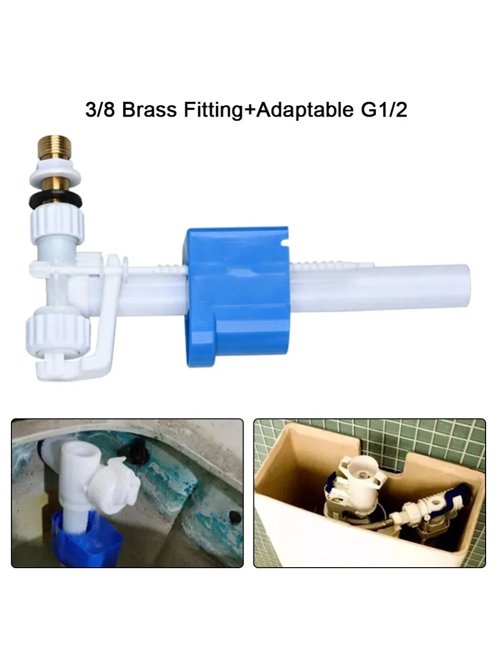 Vanne de remplissage de réservoir G3/8 G1/2 pouces, connexion, vanne d'entrée de toilette, vanne d'entrée latérale haute pression, vanne de vidange de toilette