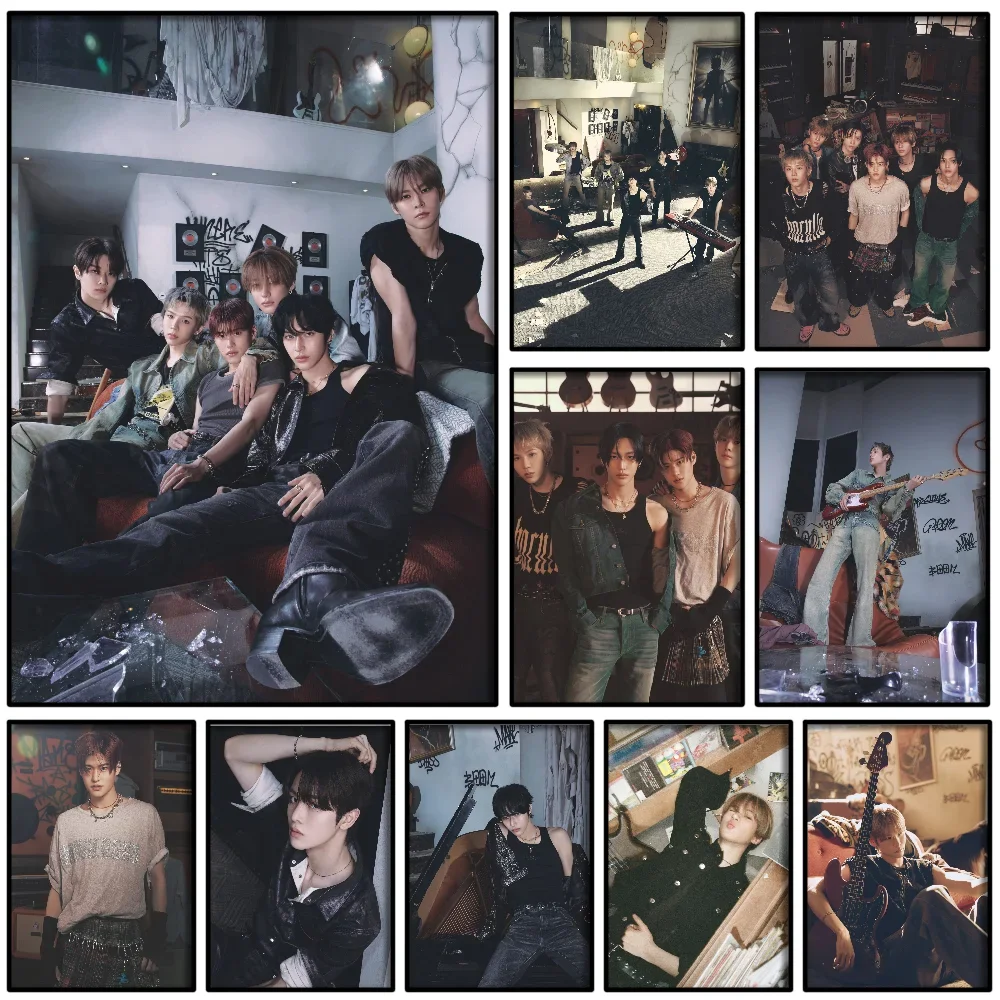 Boy Goup RIIZE Альбом Boom Boom Bass Плакат Самоклеящаяся художественная водонепроницаемая бумажная наклейка Кофейня Бар Комната Настенный декор