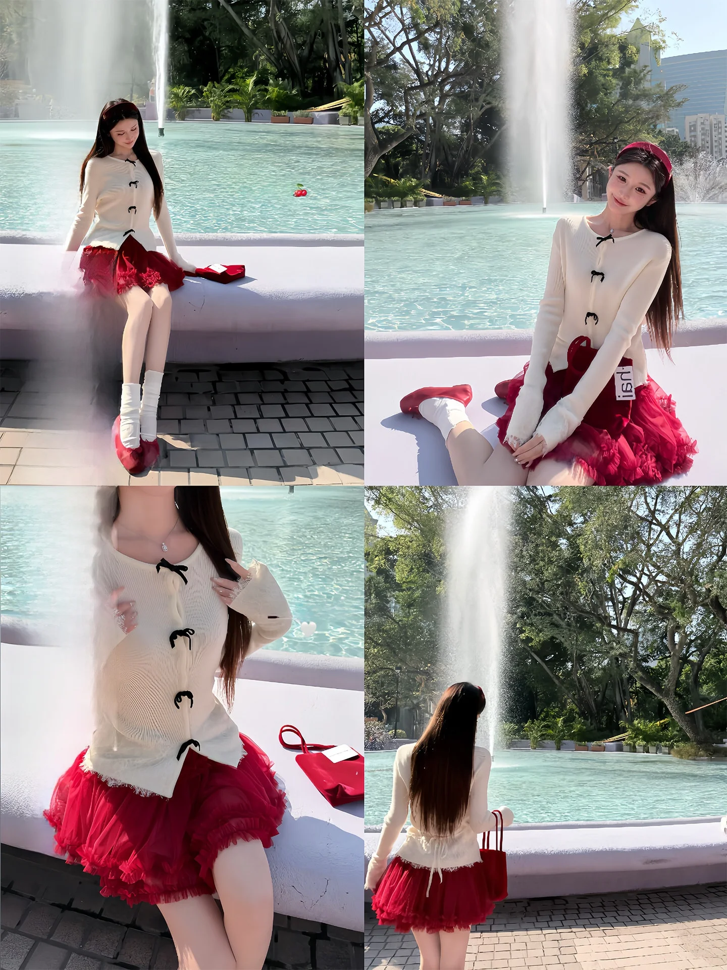 

Miss Naoko's Soft Wool Knitted Cardigan with Knot Lace Trim Korean Sle Long Sve Women's Loose Fit Spring Faion