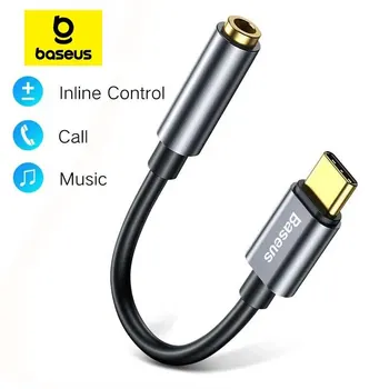 Baseus C타입 이어폰 잭 AUX USB C 케이블 어댑터, 화웨이 P40, P30 프로, 샤오미 10, 9 타입 C 헤드폰 오디오 어댑터, 3.5mm