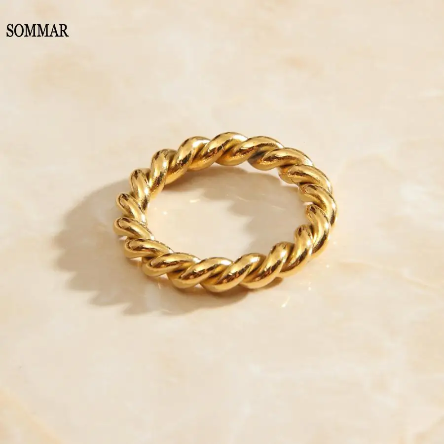 SOMMAR Xmas Gift Gold Plated /stainless_steel color size 6 7 8 Maiden Knuckle Rings circular prices in euros Engagement Jewelry 