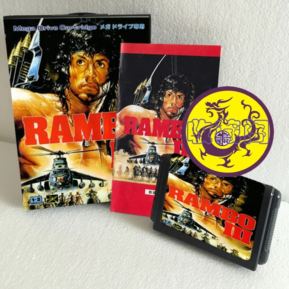 Rambo III с коробкой и ручным картриджем для 16-битной игровой карты Sega MD MegaDrive Genesis System