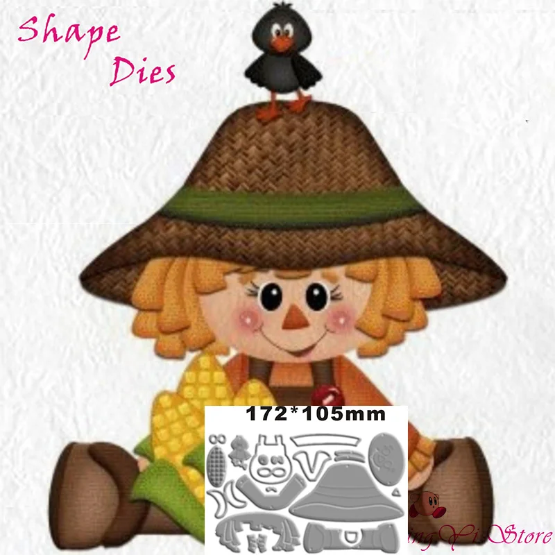 スクラップブッキング、かわいい男の子、カラス、帽子、トウモロコシ、巻き毛、靴、紙の工芸品、カード作成、装飾、新しい、2023の金属の切り