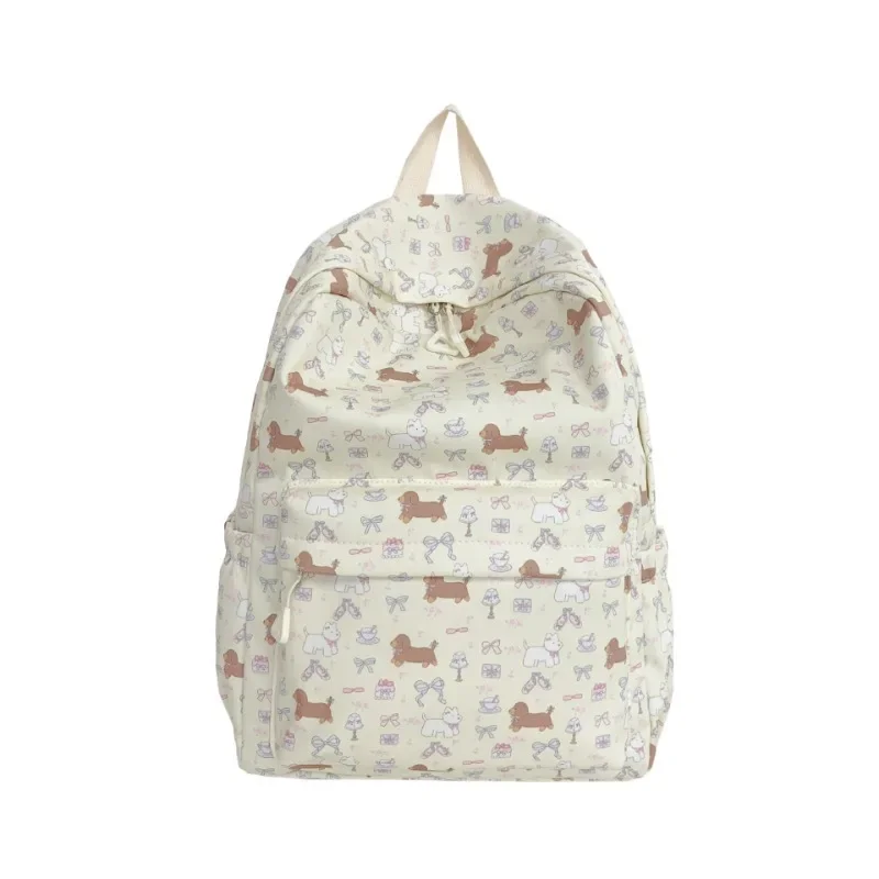 Cartoon Cartoon Cute Dog Bow Print Backpack High-capacity Casual Girls Students Schoolbags Sweet Y2k Aesthetic Fashion Backpacks