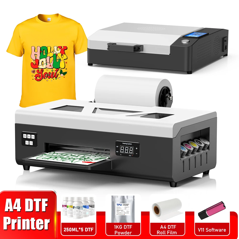 8 inch A4 Dtf Printer For Epson L800 Tshirt Printing Machine A4 With dtf Oven and Roll Feeder For Small Design Clothing Tags Hat