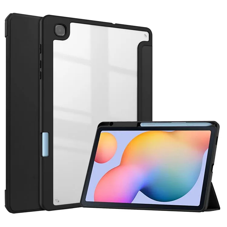 

For Samsung Galaxy Tab S6 Lite (2020) / (2022) / (2024) PU Leather Case Stand Tablet Shell with Pencil Holder - Black