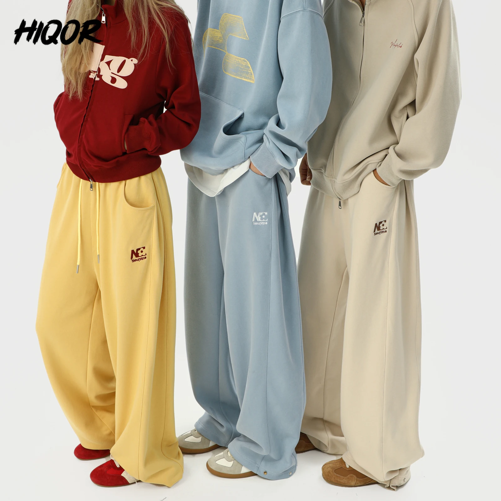 

HIQOR New In Streetwear Fashion Letter Embroidery Loose Sweatpants Men's Jogging Women Y2k Harajuku Hip-Hop Casual Sports Pants