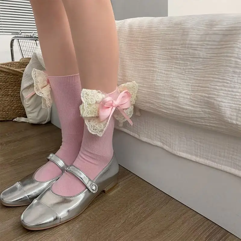 195E زوج واحد من جوارب لوليتا اللطيفة القابلة للتنفس، جوارب نسائية صيفية قصيرة ورفيعة من القطن #4