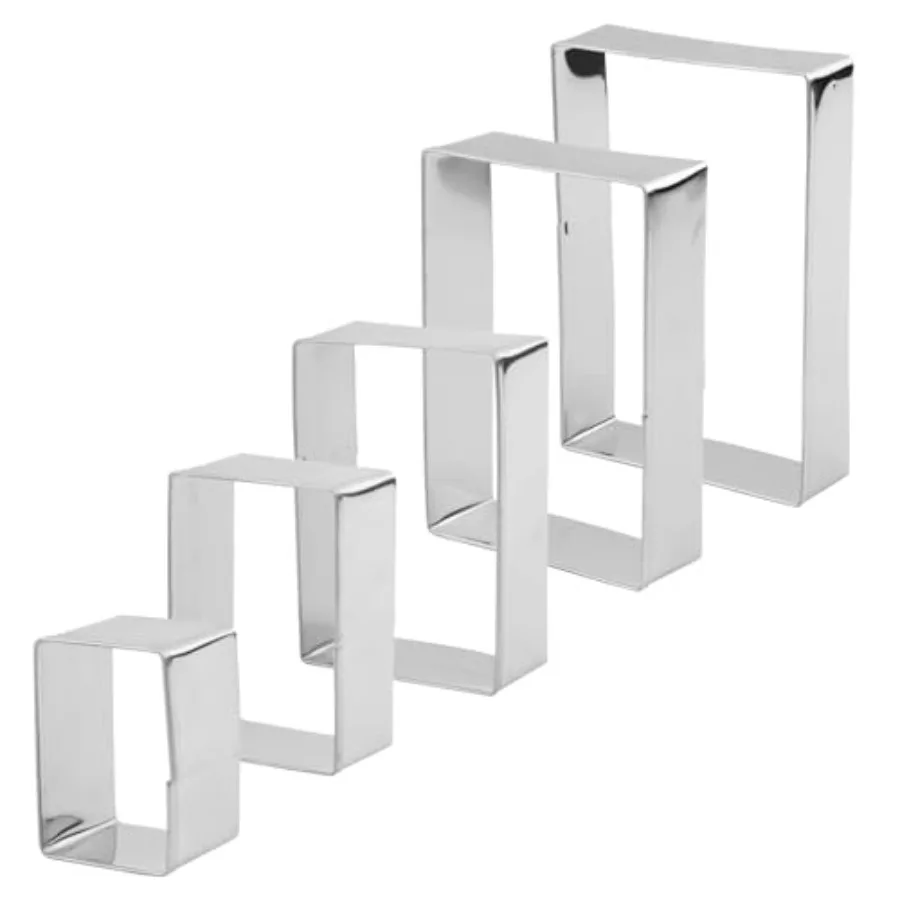 5pcs Rectangular and Square Ce Cutter Set Stainless Steel Silver