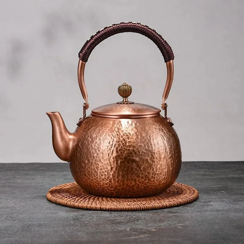 

1200/1600ml Retro Style Handmade Copper Pot For Boiling Water Large Capacity Health Care Teapot Pure Copper Boiling Tea Kettle