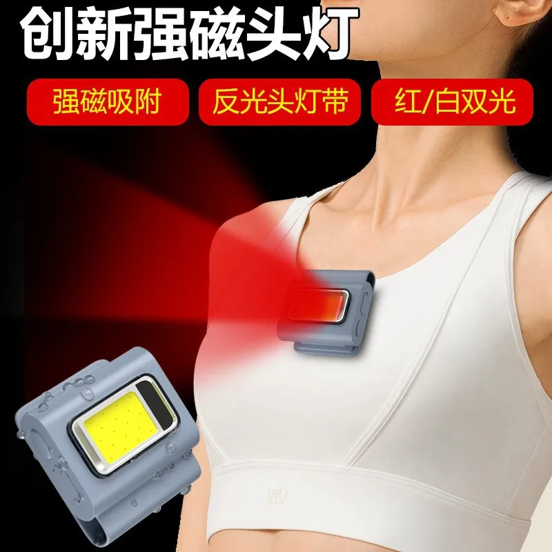 Multipurpose Magnetic TYPE-C Charging Headlamp Portable Clothespin Running COB Silicone Magnet Work Light