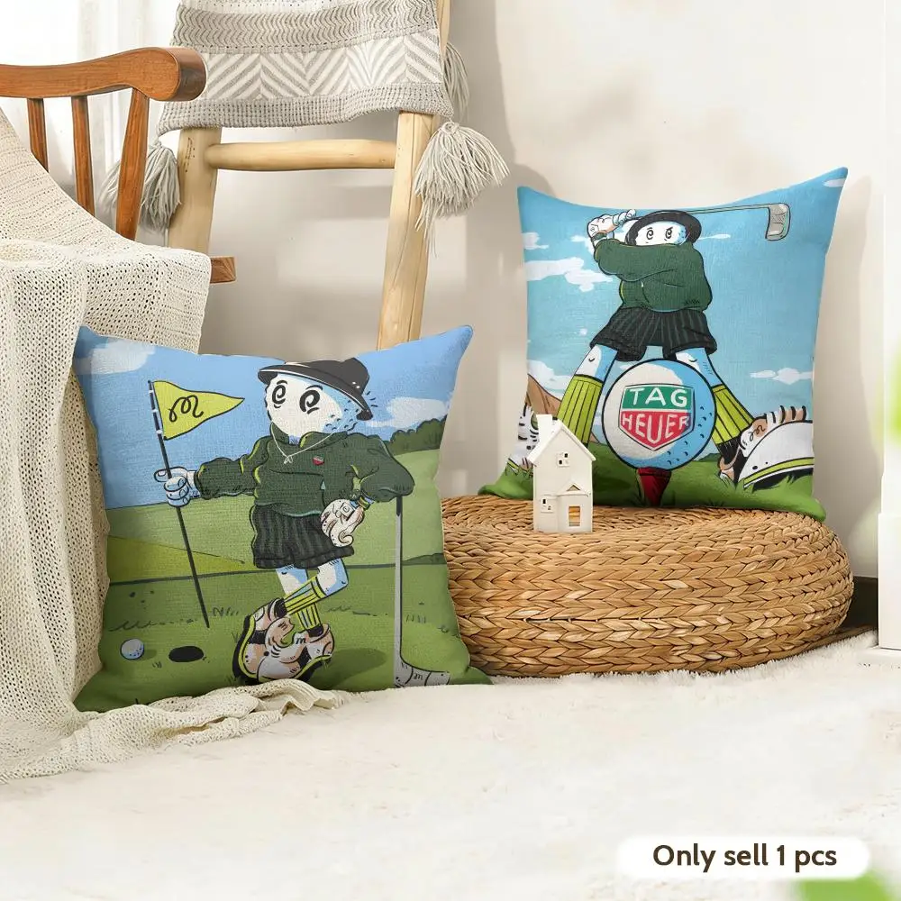 Leisure M-Malbones Golf Cushion Cover Organic Linen Square Pillow Case Durable Non-Allergenic And Kind To Skin
