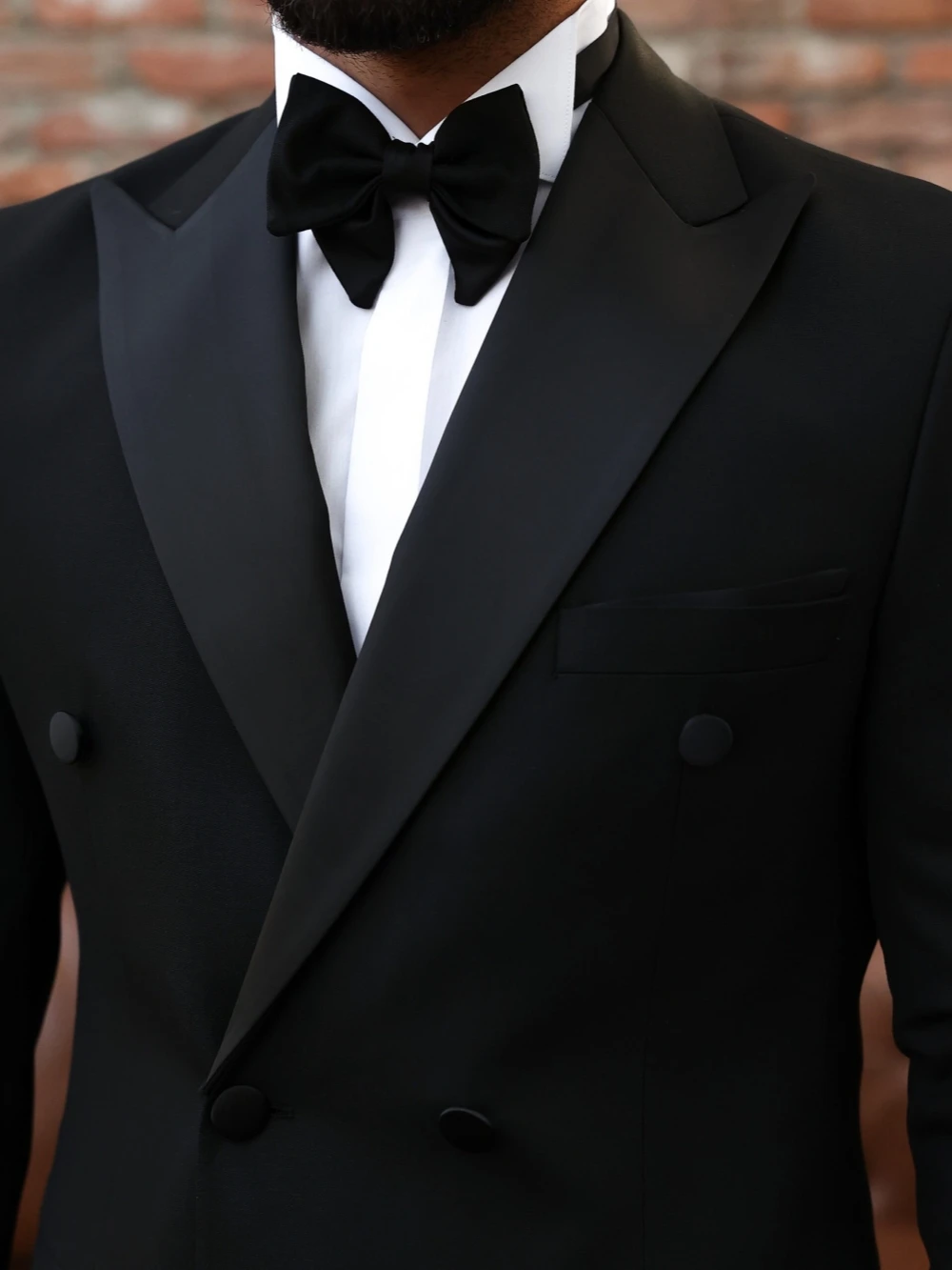 Black Elegant Peak Lapel Tuxedo 2 Pieces Jacket Pants Wedding Groom Best Man Outfit Double Breasted Men's Suit Set Prom Wear