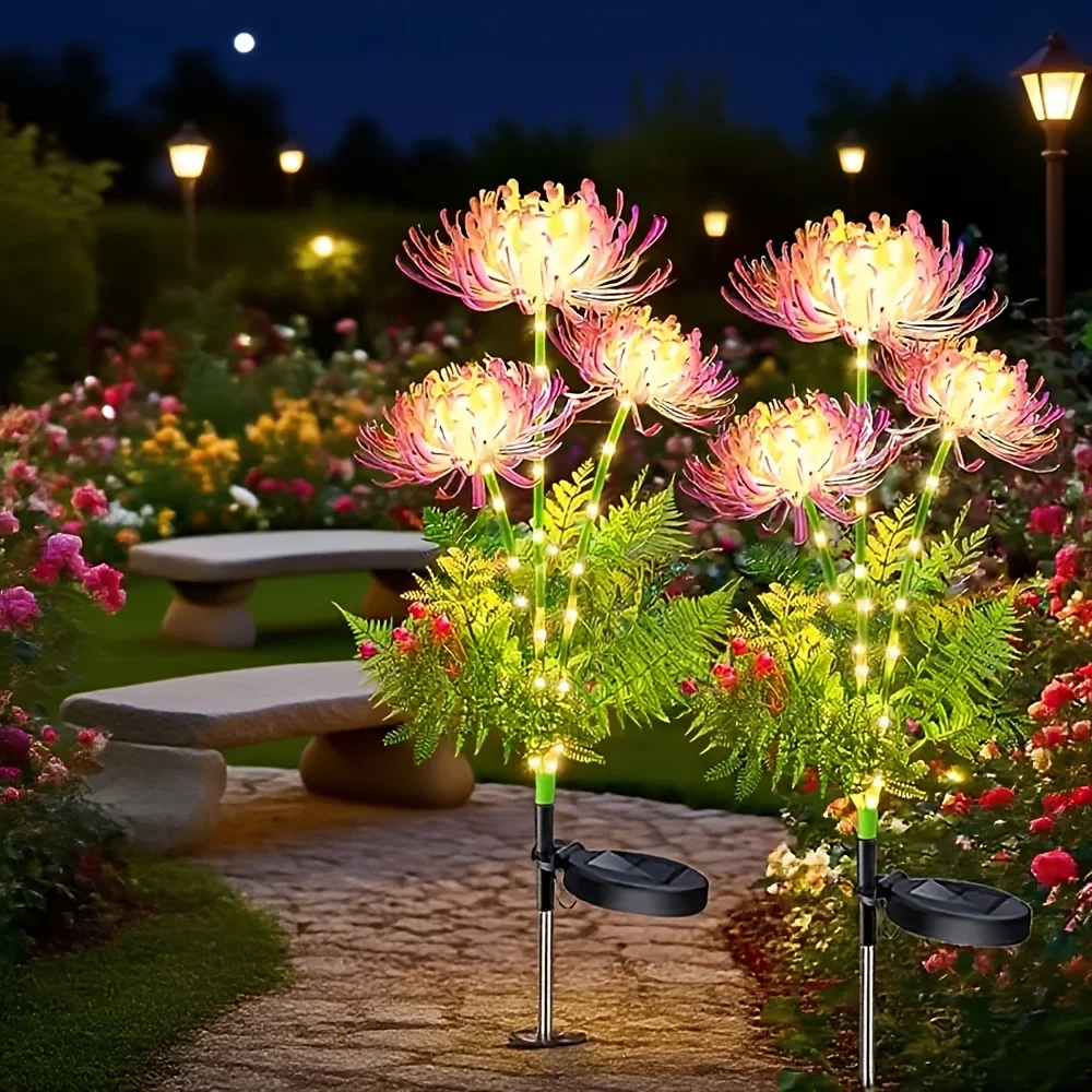 

Solar Garden Lights Solar Flowers Lights with Glowing Flowers & Stems Solar Outdoor LED Light for Garden Pathway Deck Yard Decor