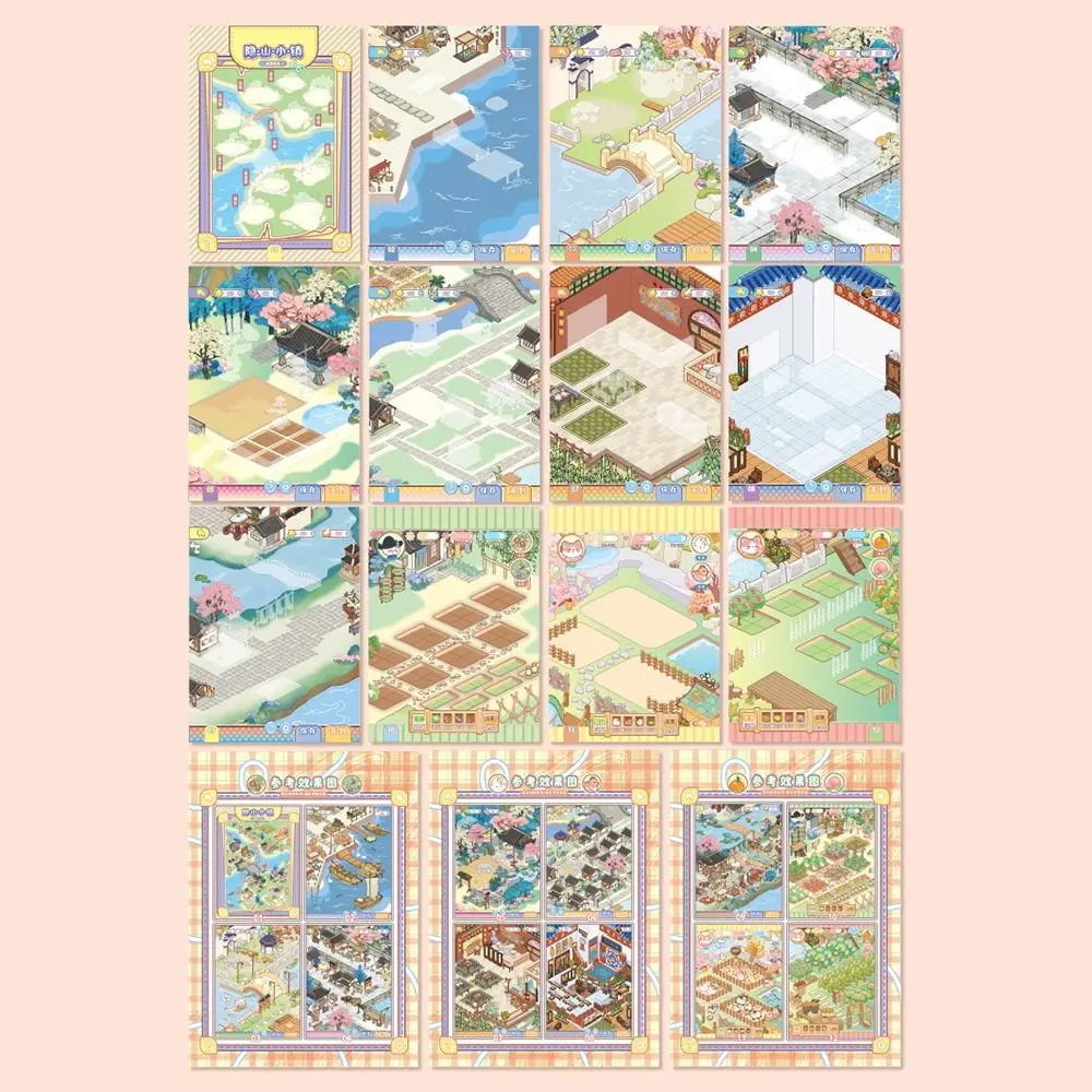 

12 Scenes 3D Landscape Stickers Coil Binding 18 PET Sticker Cabin Scene Sticker Cartoon Aesthetic Journal Stickers Scrapbooking