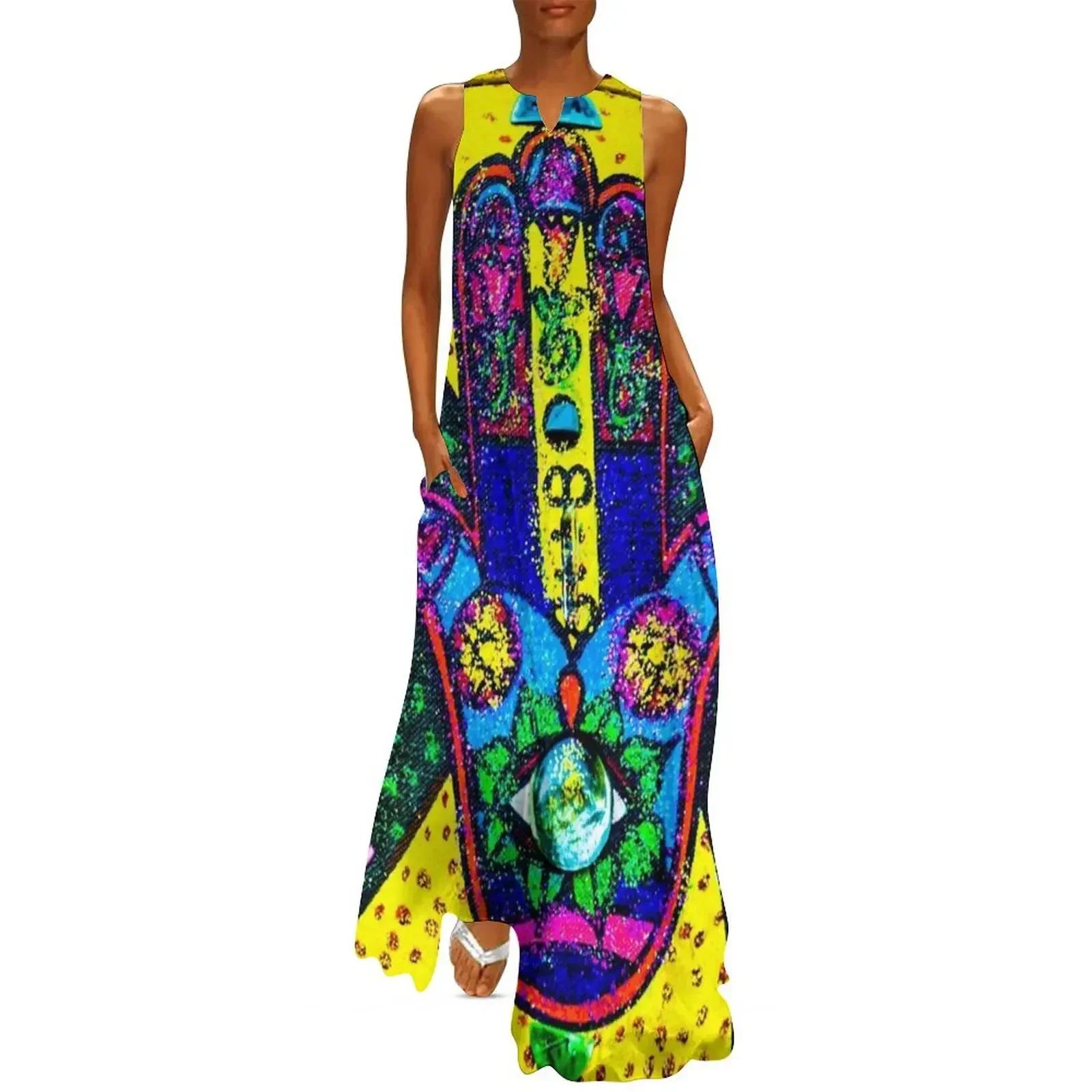

Talk to the Hamsa Long Dress women formal occasion dresses long sleeve dress party dresses woman Dress