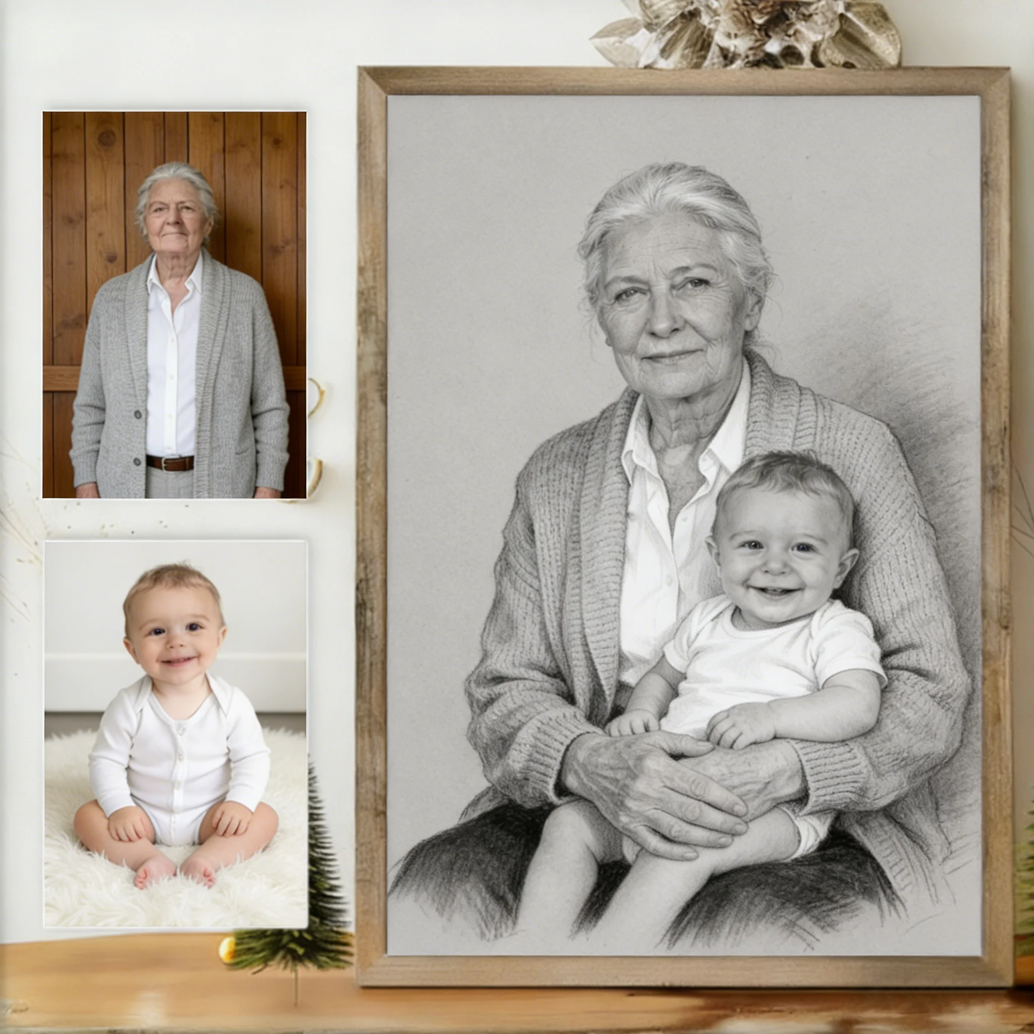 Ajoutez un être cher au portrait commémoratif photo pour père, mère, animal de compagnie décédé(e) – Cadeau pour la perte d'un être cher, pour commémorer la personne décédée