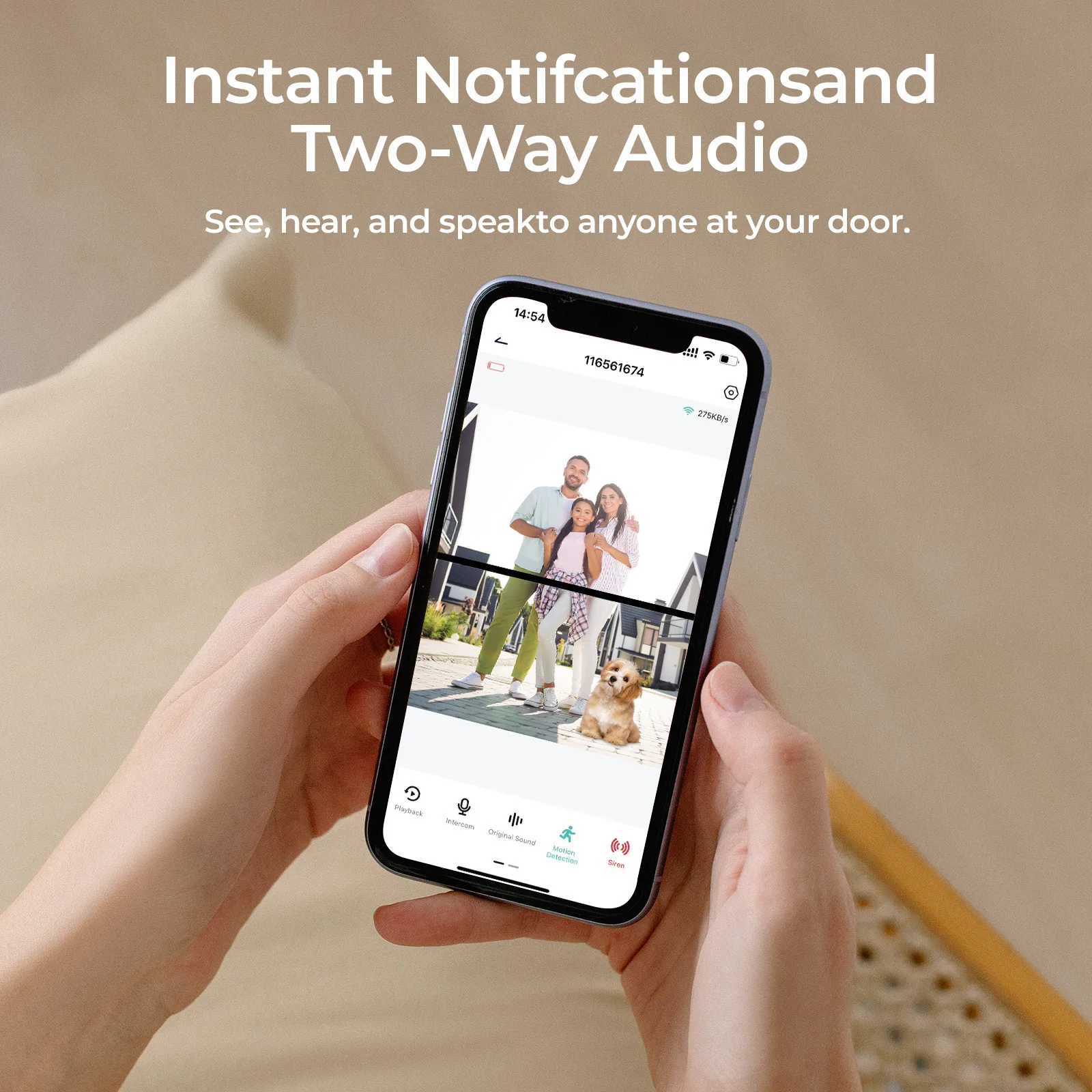 Saikiot CloudEdge 2K Smart Video Doorbell Camera Wireless Intercom Door Phone Smart WIFI Dual Lens Two Way Audio Video Doorbell