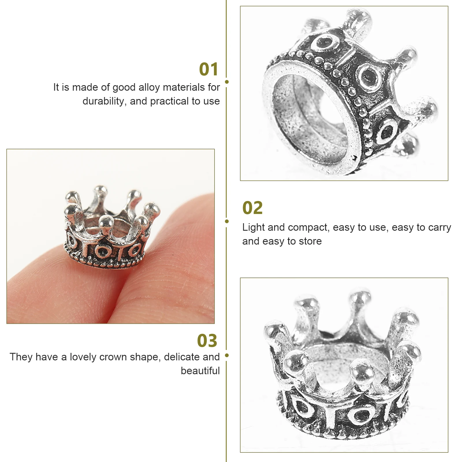 

100 Pcs Jewelry Making Supplies Crown Miniature Necklace Crowns Rhinestone Charms