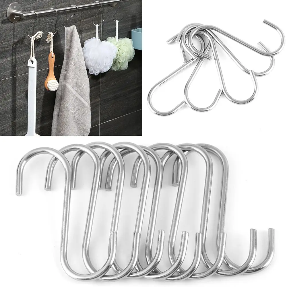 5/10/20pcs S Shaped Hook Kitchen Household Hanger Storage Holders Organizer Stainless Steel Hooks & Rails Home Decor