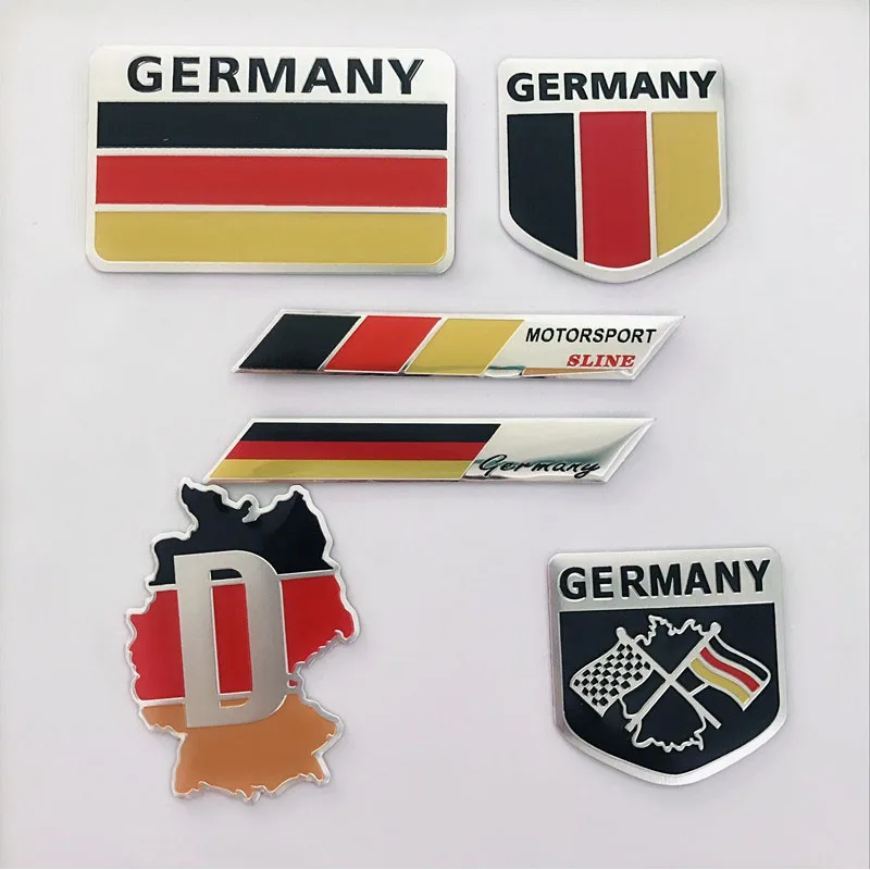 Metal Stickers Germany National Flag Motorsport For Car Motorbike Fridge Latop Universally Decoration