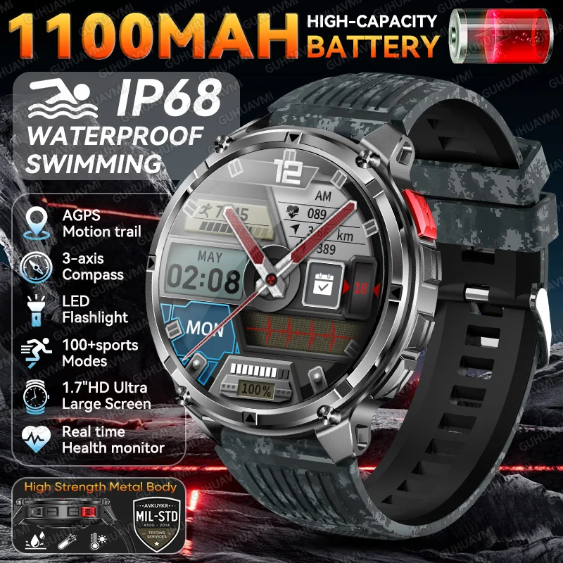 2026 Nieuwe T-Rex3 Ultra 1100 mAh Super Capaciteit Batterij Volwassen Mannen Smart Horloge 1.7 "Groot Scherm Oproep 5ATM Waterdichte Sport Horloges