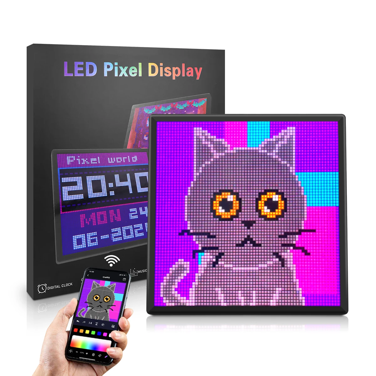 Smart LED Display Screens RGB LED Module Sign Matrix Pixel LED Panel DIY Creative Signboard Advertising Light Desktop,Wall Decor