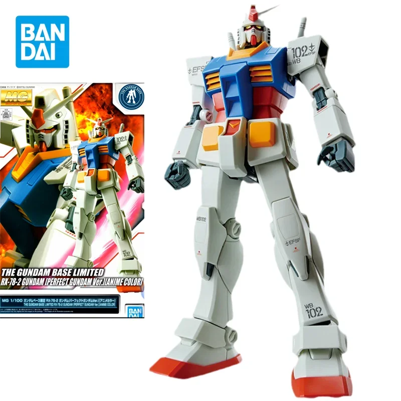 Bandai Genuine Gundam Model Kit Anime Figure MG 1/100 RX-78-2 THE GUNDAM BASE LIMITED Action Figures Toys Gifts for Kids