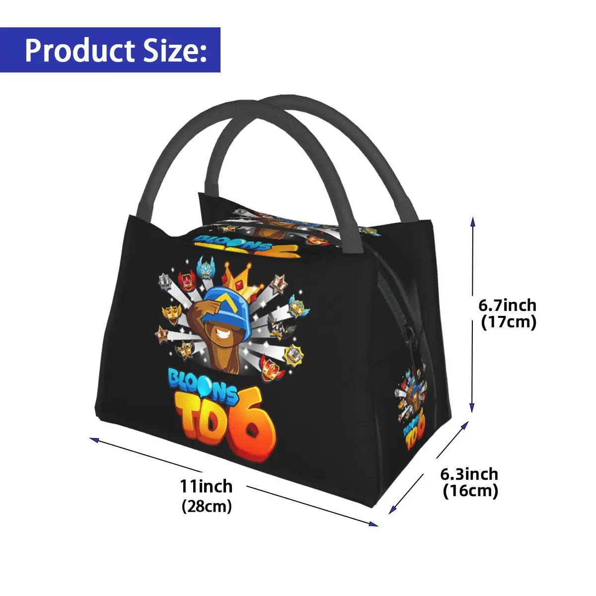 Bloons Td 6 Borse per il pranzo per bambini Bento Box isolato Borsa per il pranzo impermeabile Borse da picnic Borsa termica per donna Studente Viaggio