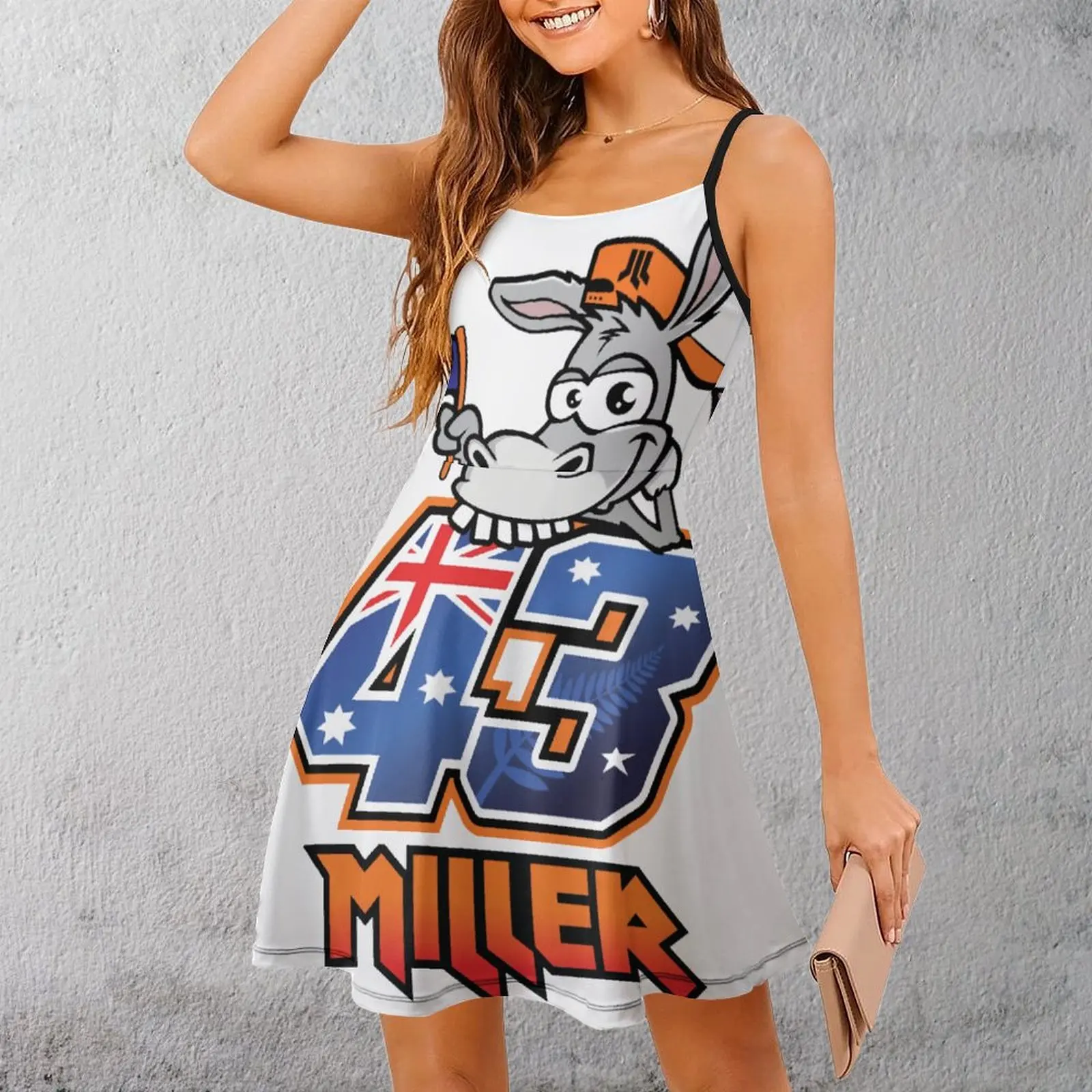 Jack Miller-vestido de tirantes exótico para mujer, estampado gráfico de Australia, número 43, divertido y novedoso, para cócteles
