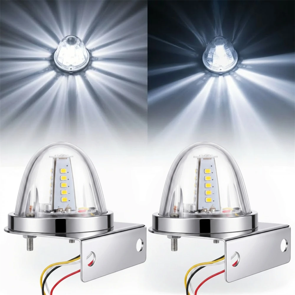

2PCS LED Watermelon Light with Bracket Rotating Clearance Marker Light Starburst Lens Strobe Lamp 10-30V for Trucks Trailers RVs