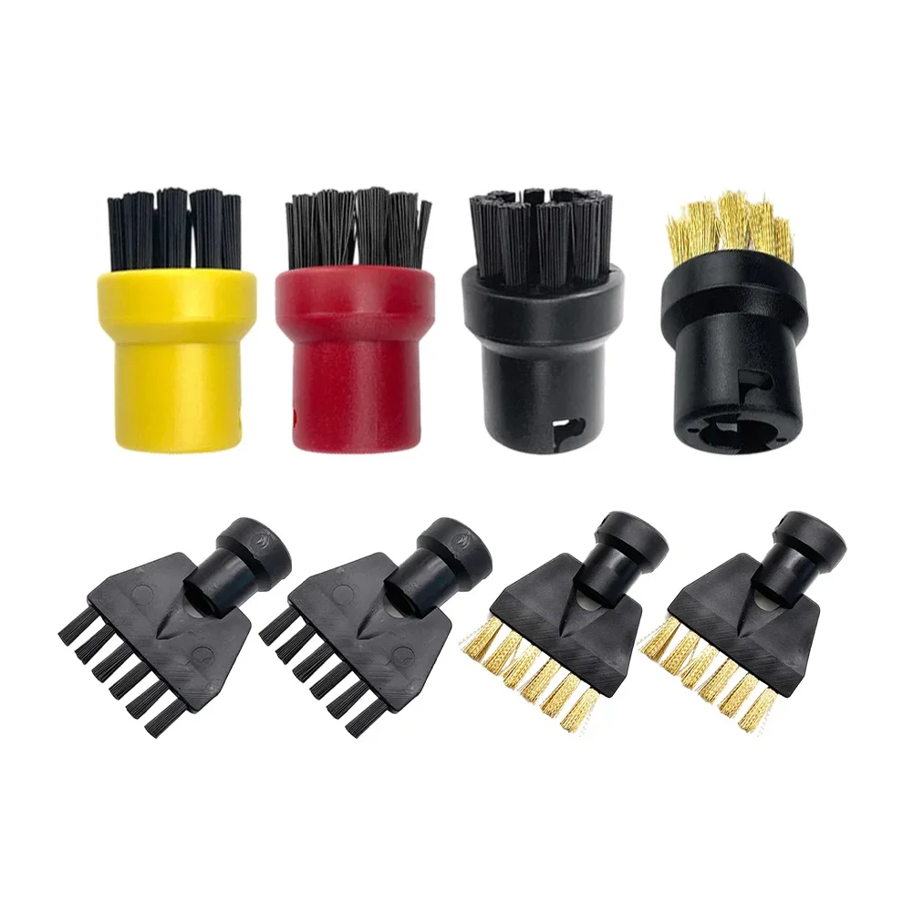 

Набор насадок для пароочистителя: 4 нейлоновые щетки, 4 медные щетки, нейлоновая щетина, медные проволочные щетки, цвет как на фото