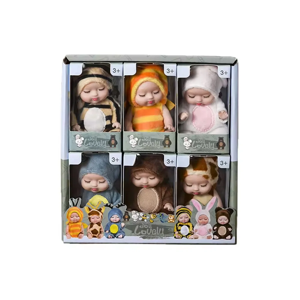 NONE 1/6Pcs Reborn Puppe Kit Spielzeug Simulation Prinzessin Puppen Spielzeug Mini Nette Schlafende Baby mit Kleidung Zubehör Geburtstag Geschenk für Kinder 3